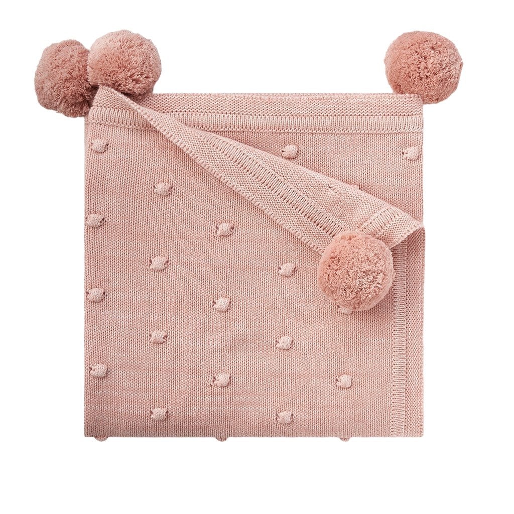 Heathered Pink Popcorn Knit Cotton Baby Blanket-Baby Blanket-The Baby Gift People