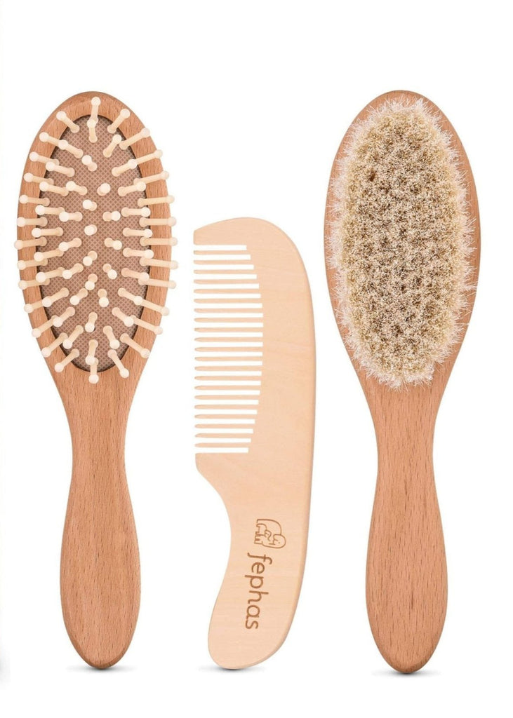 Wooden Baby Hair Brush Set-Combs & Brushes-The Baby Gift People