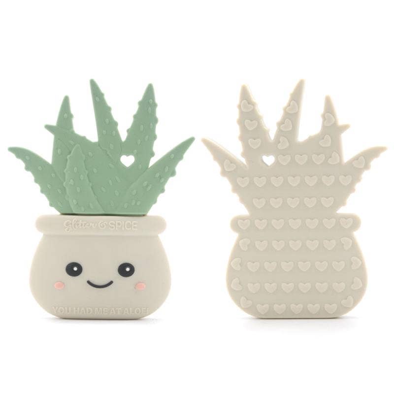 Aloe Plant Teether - Sandy Gray-Pacifiers & Teethers-The Baby Gift People