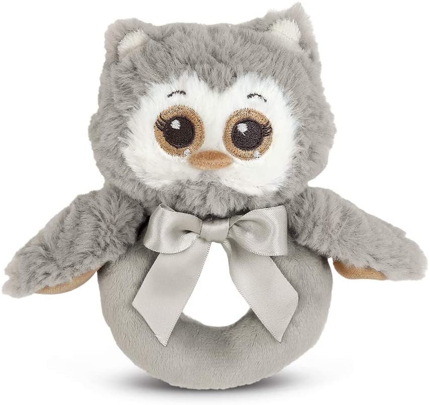 Bearington Baby Lil' Owlie Soft Ring Rattle-Rattles-The Baby Gift People