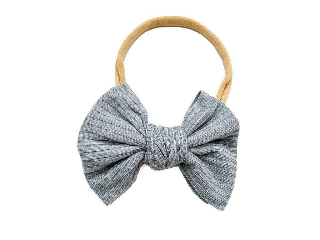 Blue Ribbed Knot Bow Headband-Hair Accessories-The Baby Gift People