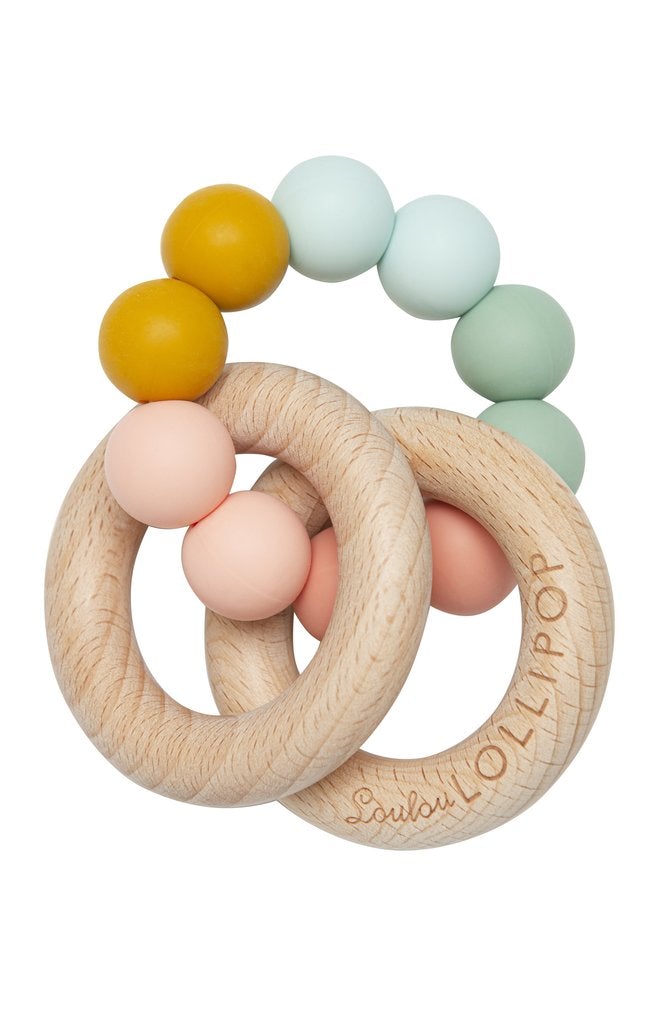 Bubble Silicone And Wood Teether - Rainbow-Pacifiers & Teethers-The Baby Gift People