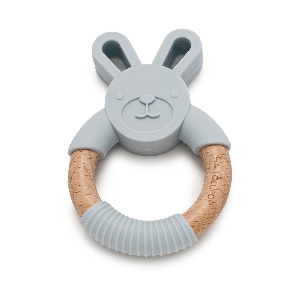 Bunny Silicone + Wood Teether-Pacifiers & Teethers-The Baby Gift People