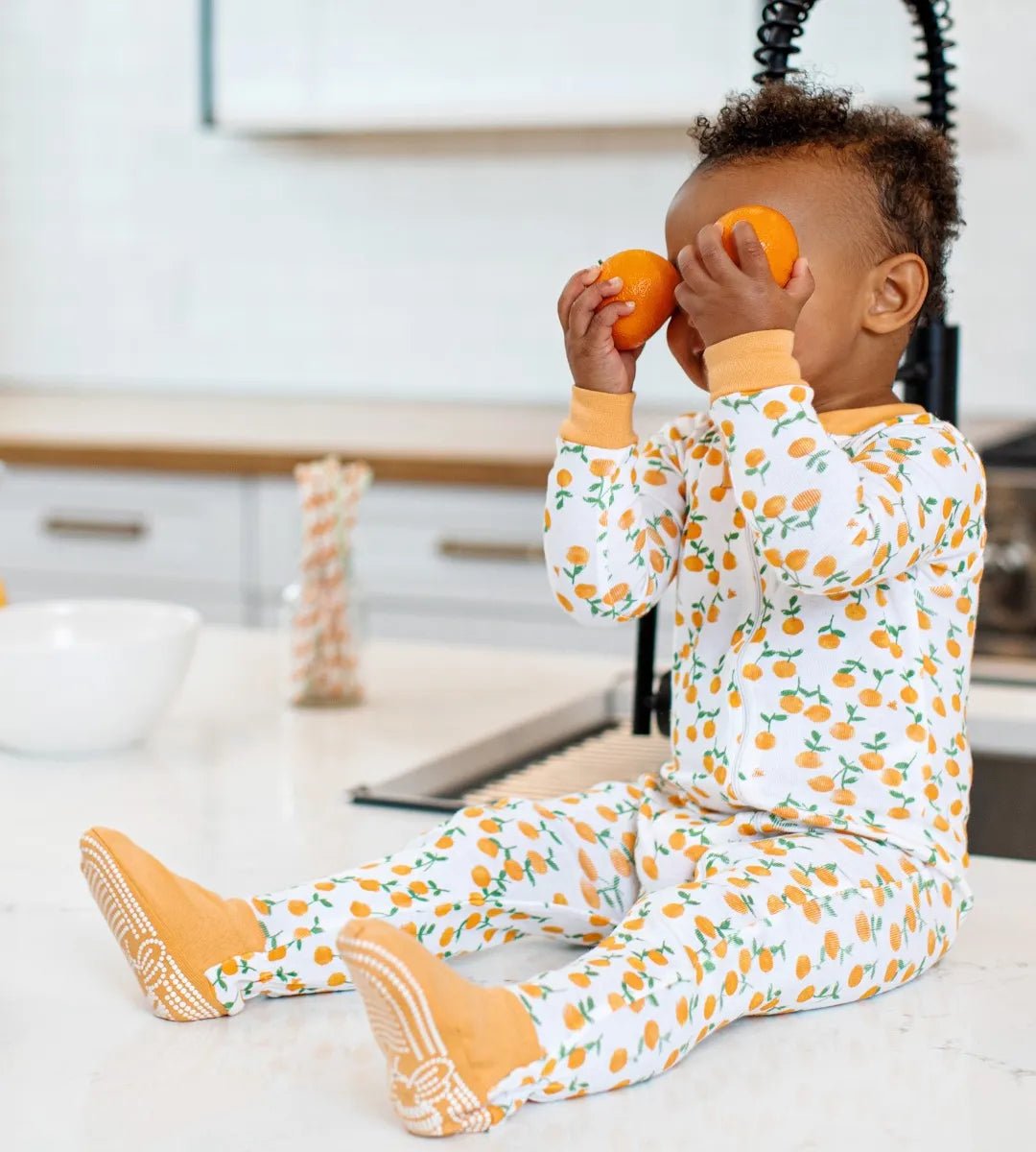 Freshly Picked Oranges Organic Baby Footed Pajamas The Baby Gift People