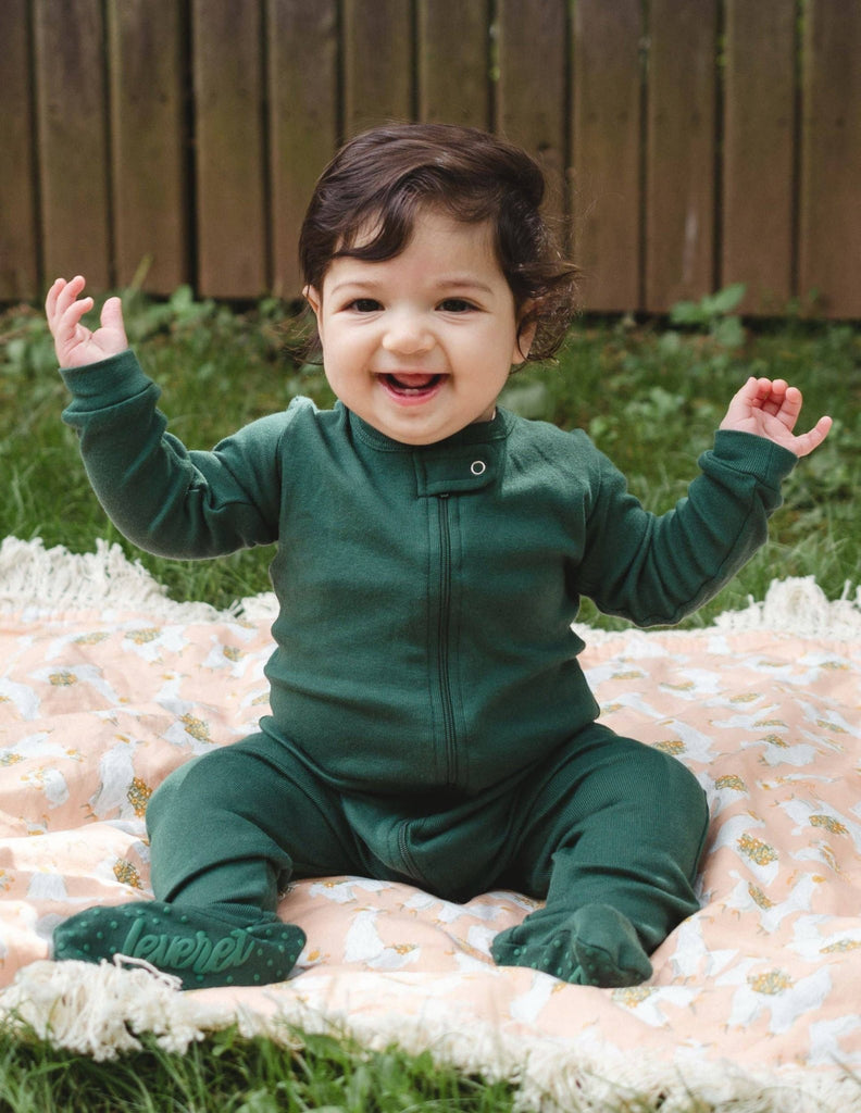 Green Footed Cotton Pajamas-Baby Pajamas-The Baby Gift People