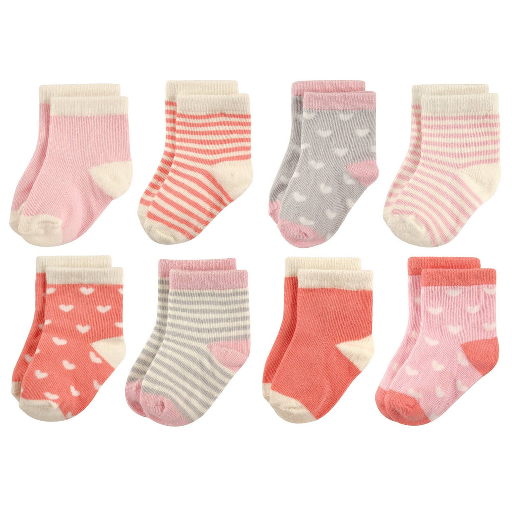 Hudson Baby Cotton Rich Newborn and Terry Socks, Hearts-Socks-The Baby Gift People