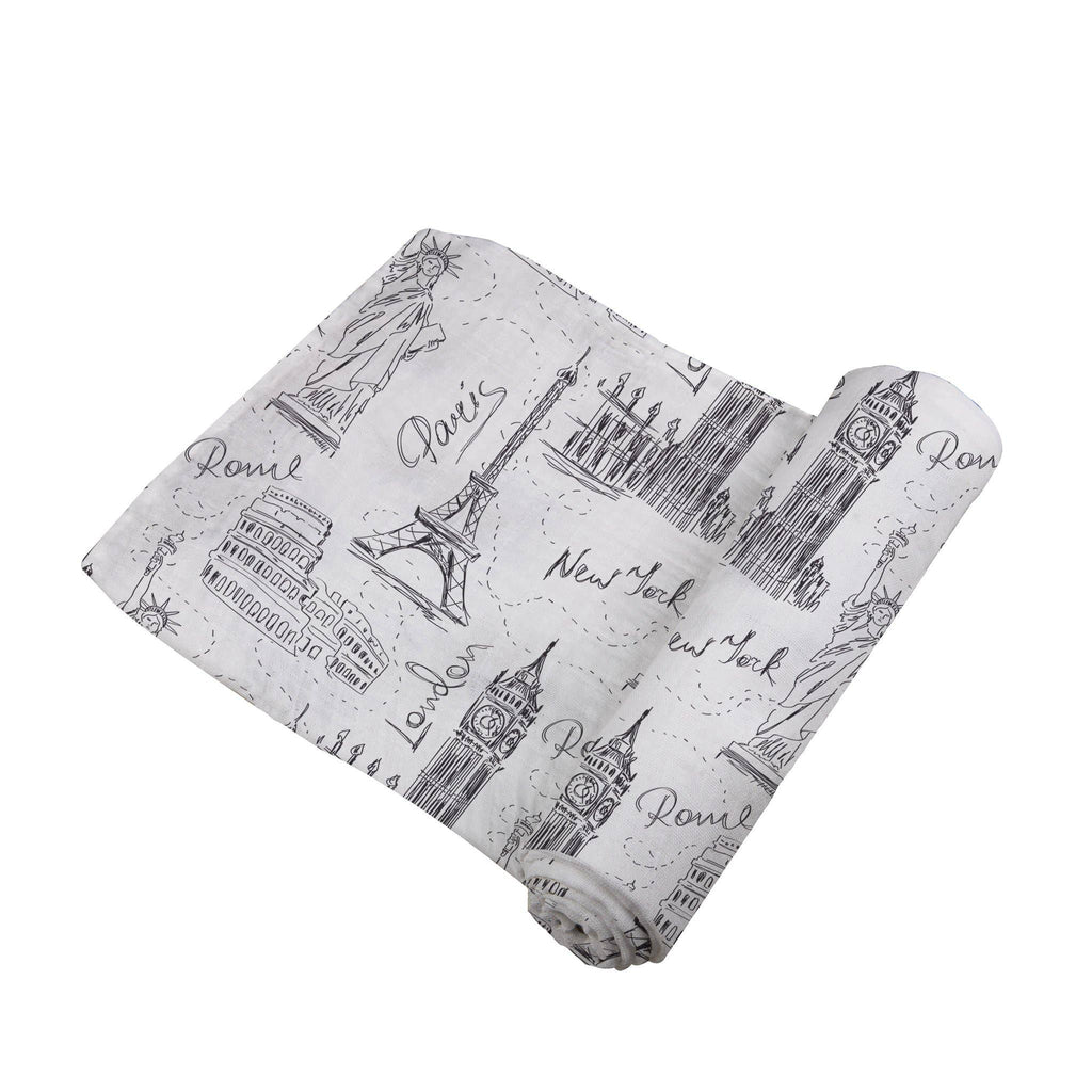 London, Paris, New York Bamboo Swaddle-Swaddling Blankets-The Baby Gift People