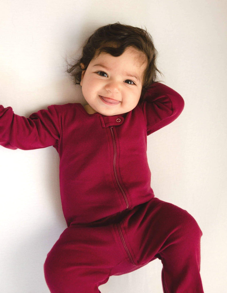Maroon Footed Pajamas-Baby & Toddler Sleepwear-The Baby Gift People