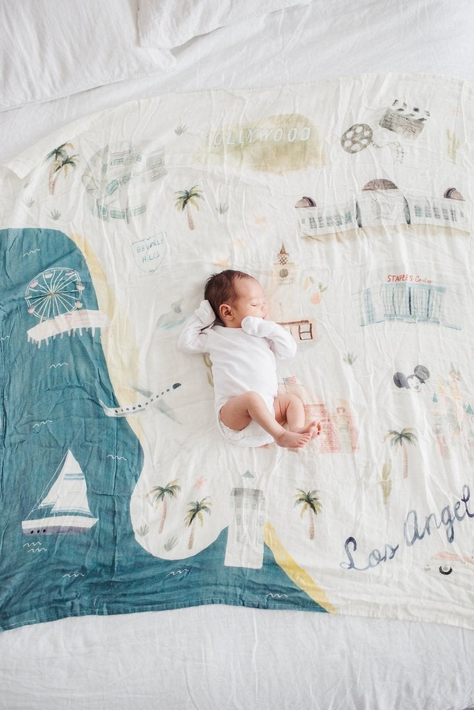 Muslin Swaddle - Los Angeles-Swaddling Blankets-The Baby Gift People