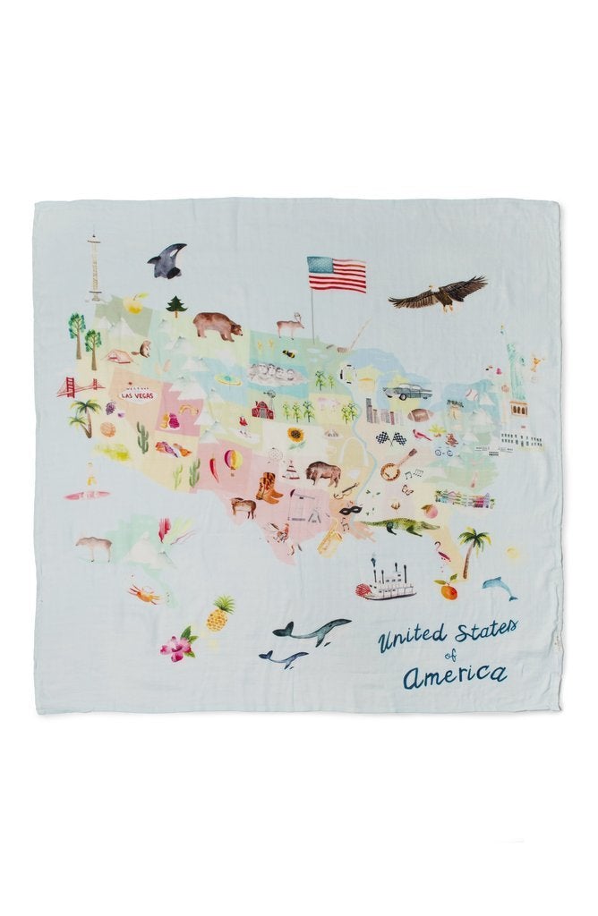 Muslin Swaddle - USA by Loulou Lollipop-Swaddling Blankets-The Baby Gift People