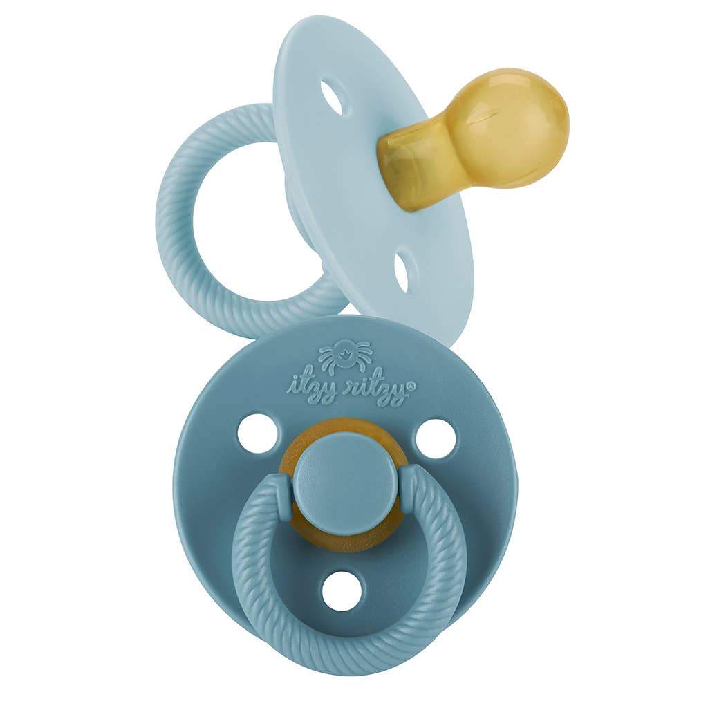NEW Itzy Soother™ Blue Natural Rubber Pacifier Sets-Pacifiers & Teethers-The Baby Gift People
