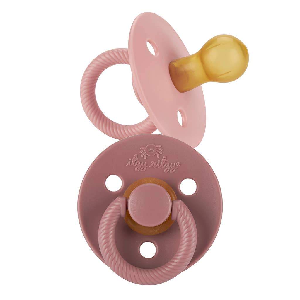 NEW Itzy Soother™ Pink Natural Rubber Pacifier Sets-Pacifiers & Teethers-The Baby Gift People