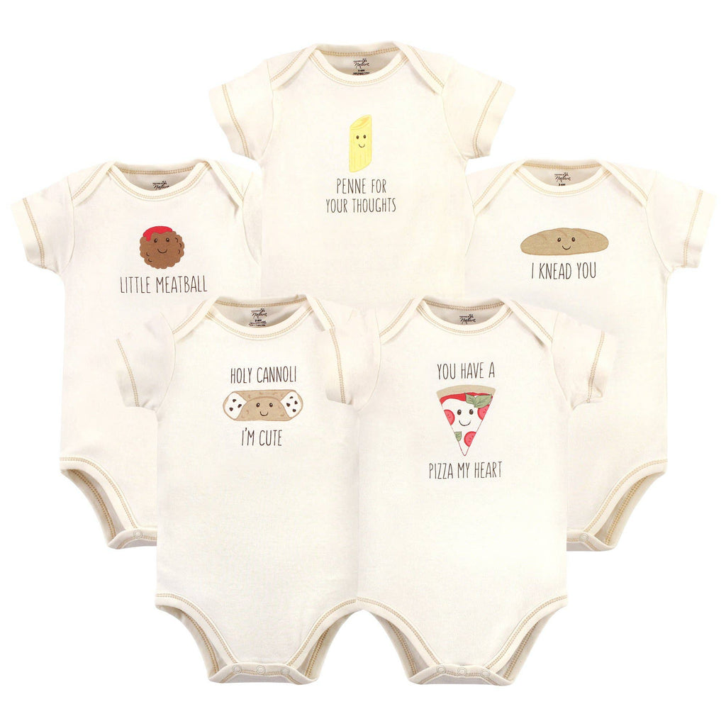 Touched by Nature Organic Cotton Bodysuits, Pizza-The Baby Gift People