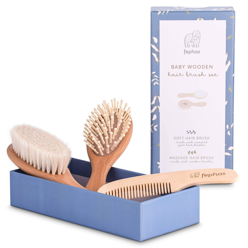 Wooden Baby Hair Brush Set-Combs & Brushes-The Baby Gift People